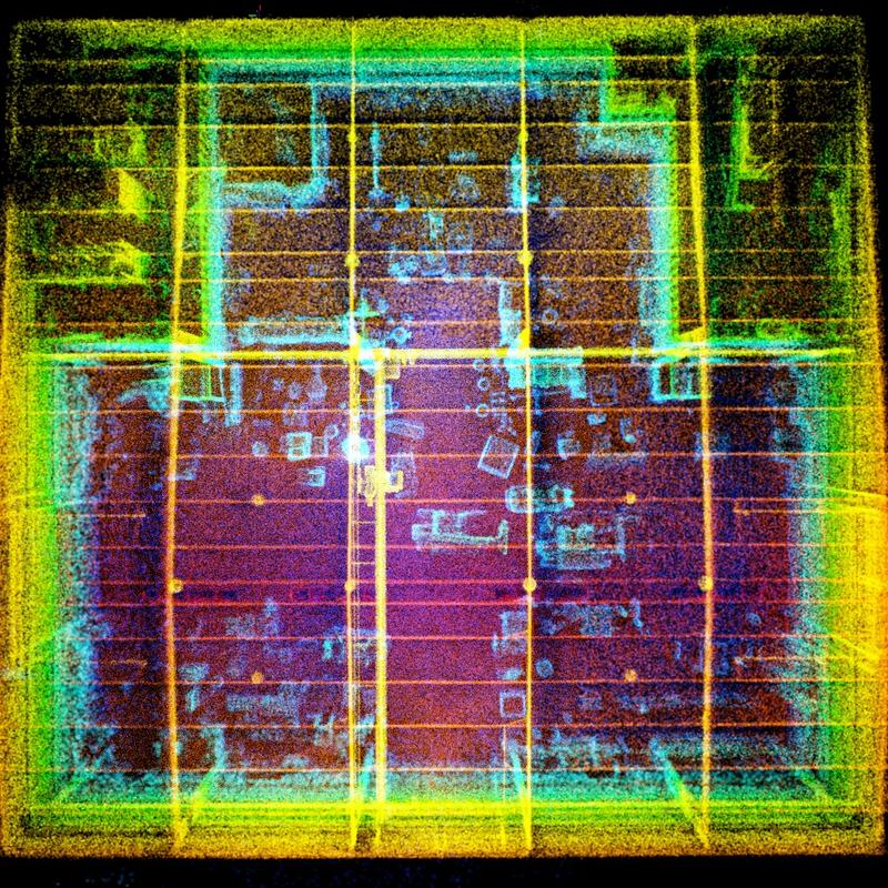 Top-down LiDAR point cloud of a facility captured in flight